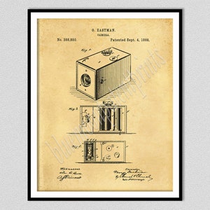 1888 Kodak Box Camera Patent Print, 1888 Kodak Camera Poster, George Eastman Camera Blueprint, Photography Décor, Rochester NY Art