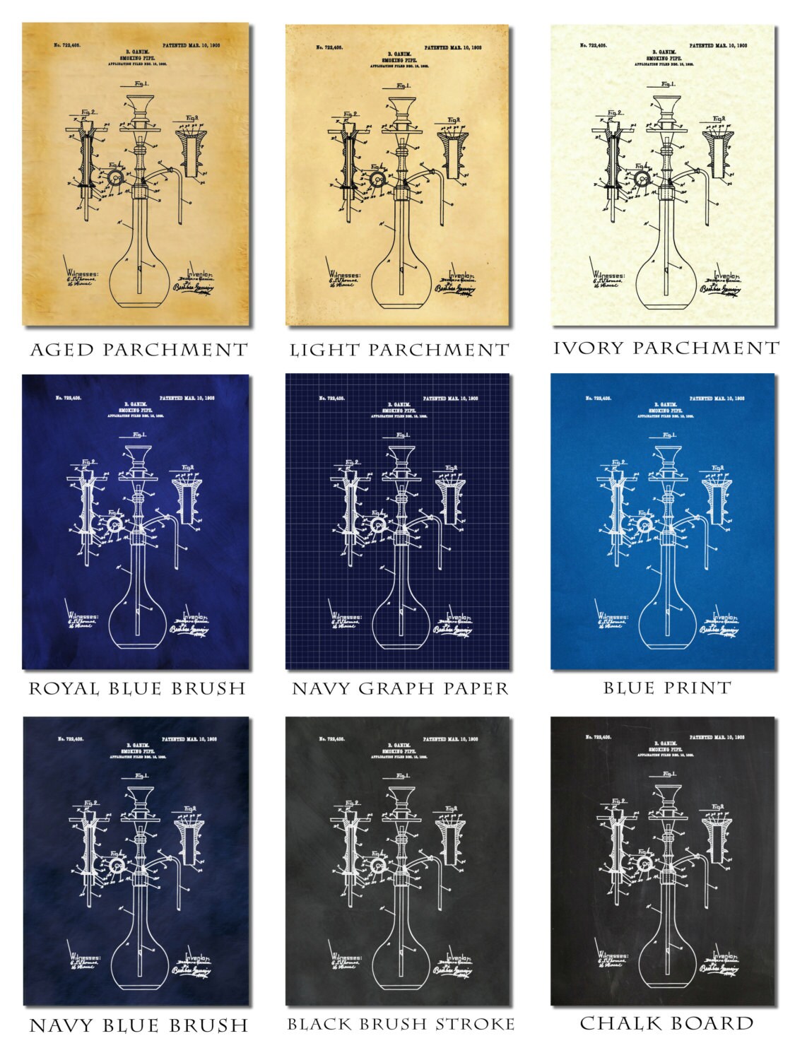 Bong Smoking Pipe Patent1980 - Light Blue Digital Art by Aged Pixel - Pixels