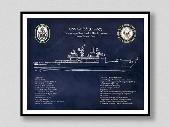 USS Shiloh CG-67 Ship Art Print, Ticonderoga Class Guided