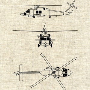 UH-60 Black Hawk Helicopter Art Print, Sikorsky UH-60 Helicopter Blueprint Chopper Pilot Gift Sikorsky UH-60 Chopper, Helicopter Decor Linen