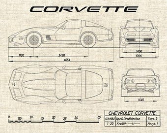 コルベット C3 図面、シボレー コルベット C3 ポスター、シボレー