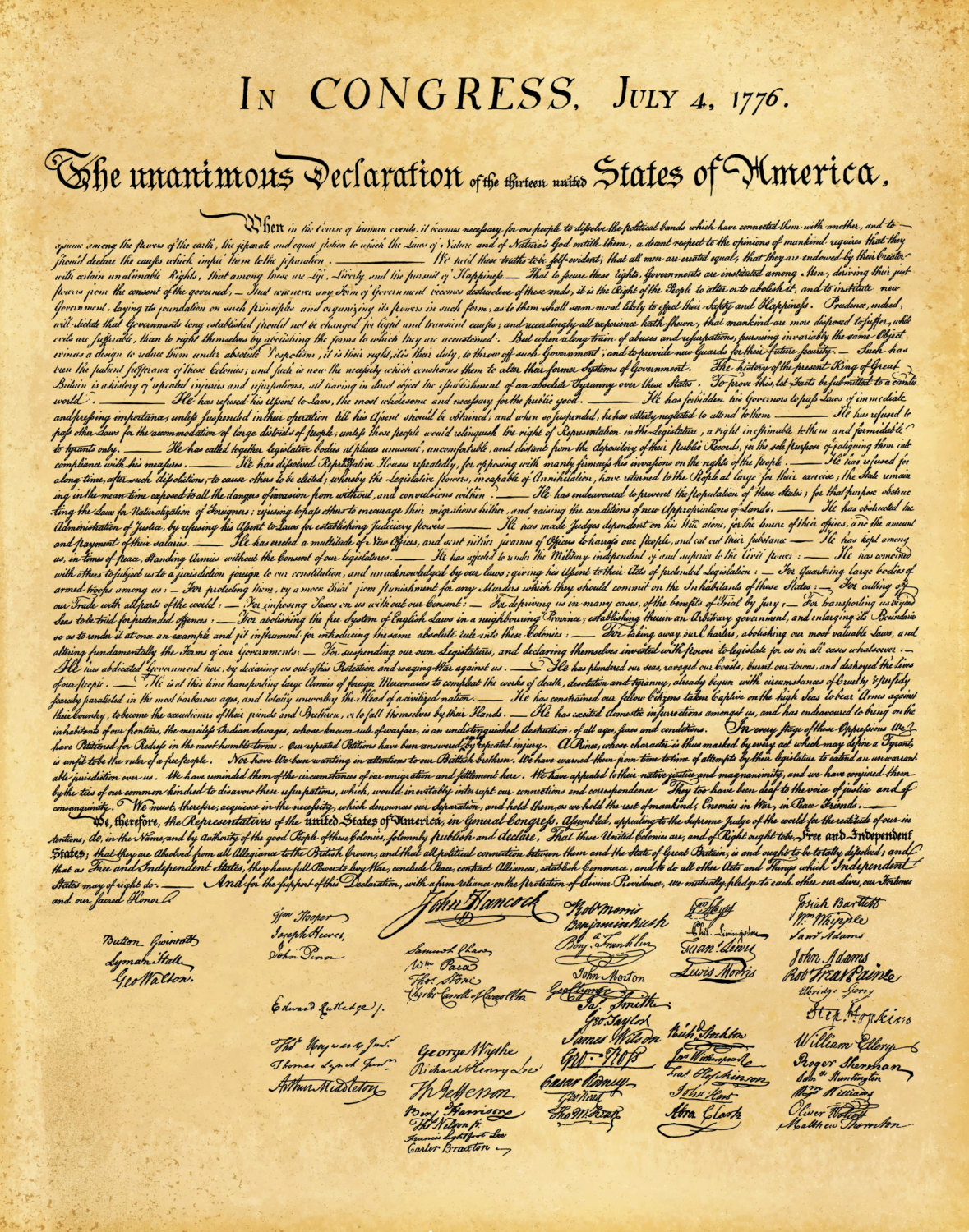 United States Declaration of Independence Document Reproduction