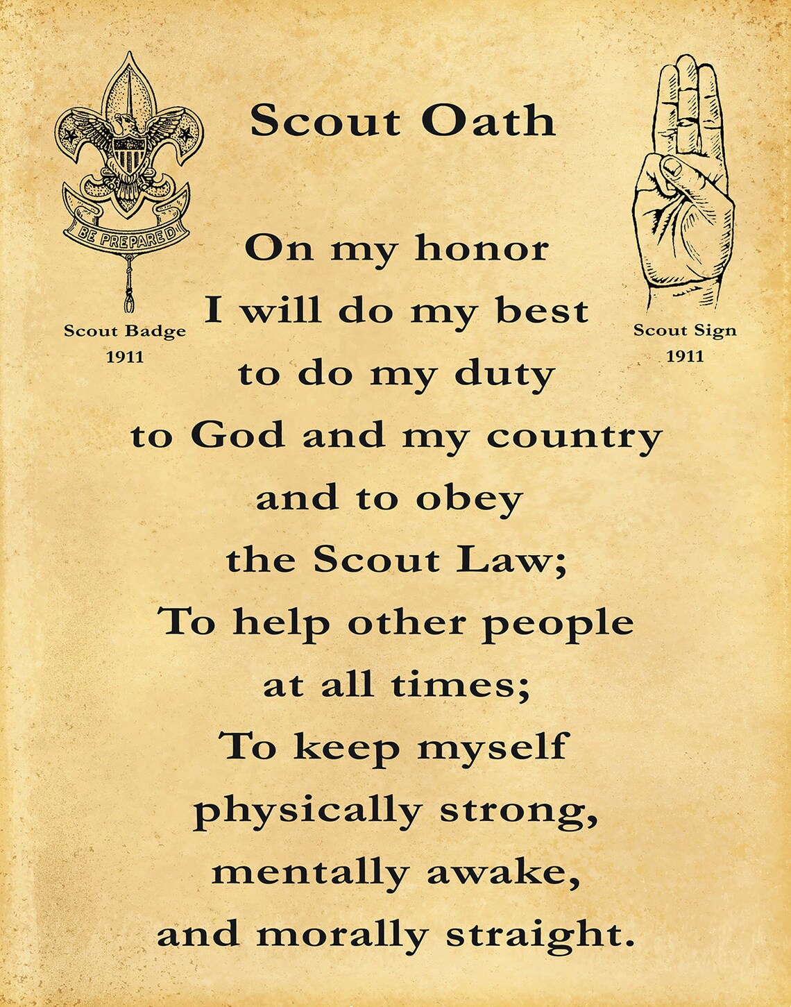 1911 Boy Scout Oath Boy Scouts of America BSA Eagle Etsy