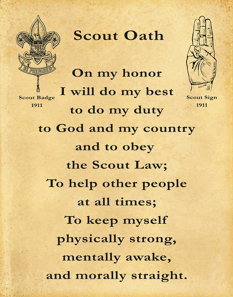 1911 Boy Scout Oath Boy Scouts Of America BSA Eagle Etsy
