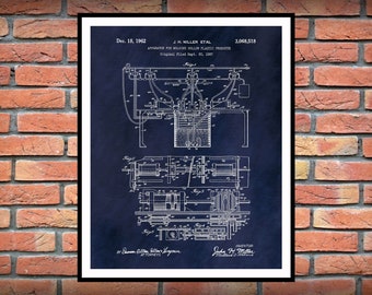 1962 Mold-A-Rama Patent Print, Mechanical Decor, Engineering Gift, Industrial and Mechanical Art, Injection Molding Invention Poster