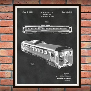 1950 Locomotive Rail Car Patent Print, Train Rail Car Patent, Locomotive Wall Art, Railroad Art Train Station Wall Art