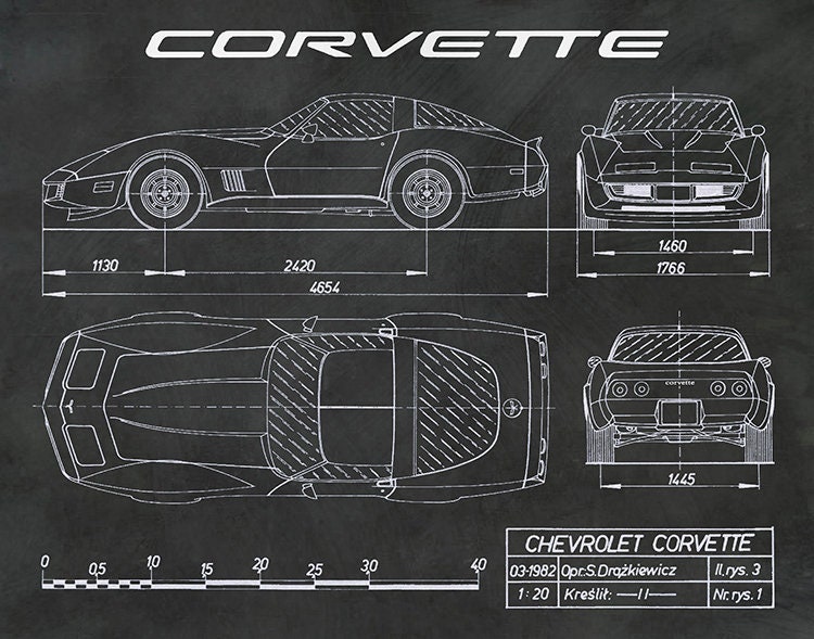 Corvette C3 Drawing Chevy Corvette C3 Poster Chevrolet Corvette