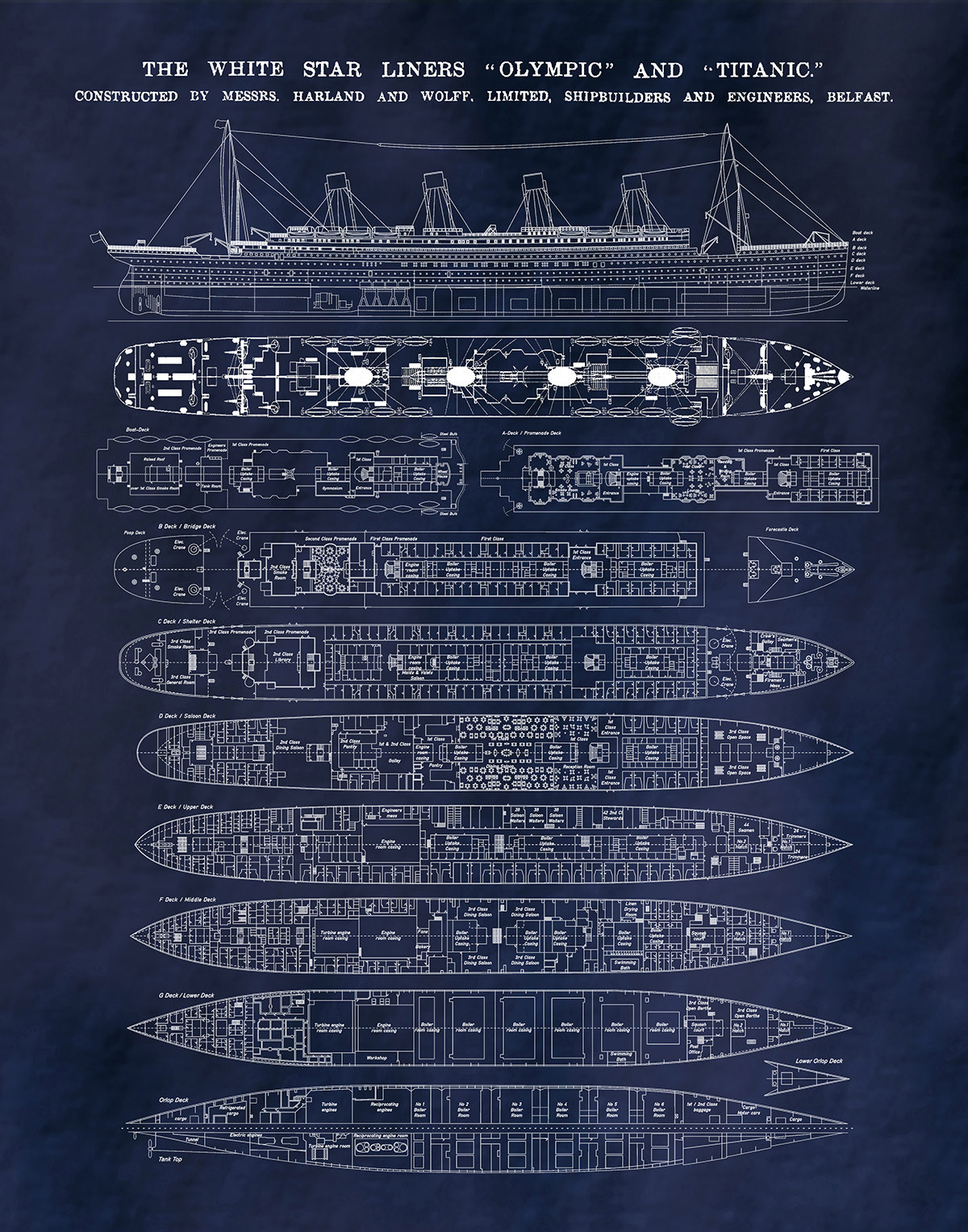R.M.S. Titanic Poster Vers 2 Titanic Poster Titanic Blueprint