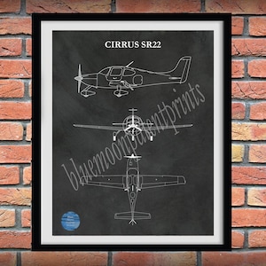 Cirrus SR22 Drawing, Cirrus SR22 Airplane Poster, Cirrus Art Print, Cessna Poster, Aviation Art, Aviation Décor, Pilot Gift Idea