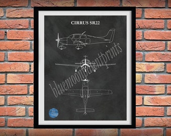 Cirrus SR22 Drawing, Cirrus SR22 Airplane Poster, Cirrus Art Print, Cessna Poster, Aviation Art, Aviation Décor, Pilot Gift Idea