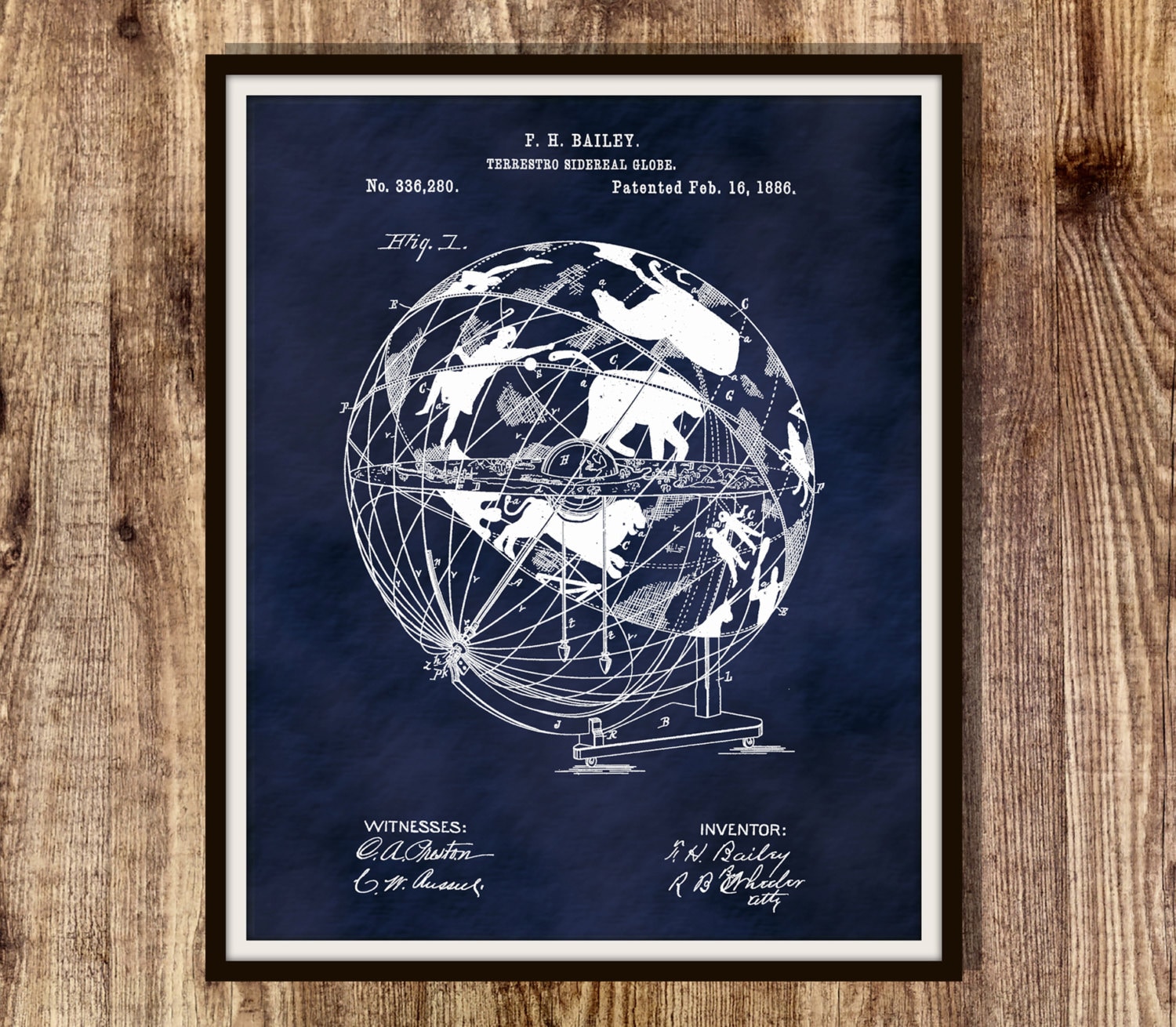 Terrestrial Sidereal Globe Patent Printable Astronomer Gift Idea Terrestrial Globe DIGITAL DOWNLOAD - Globe Blueprint Armillary Sphere