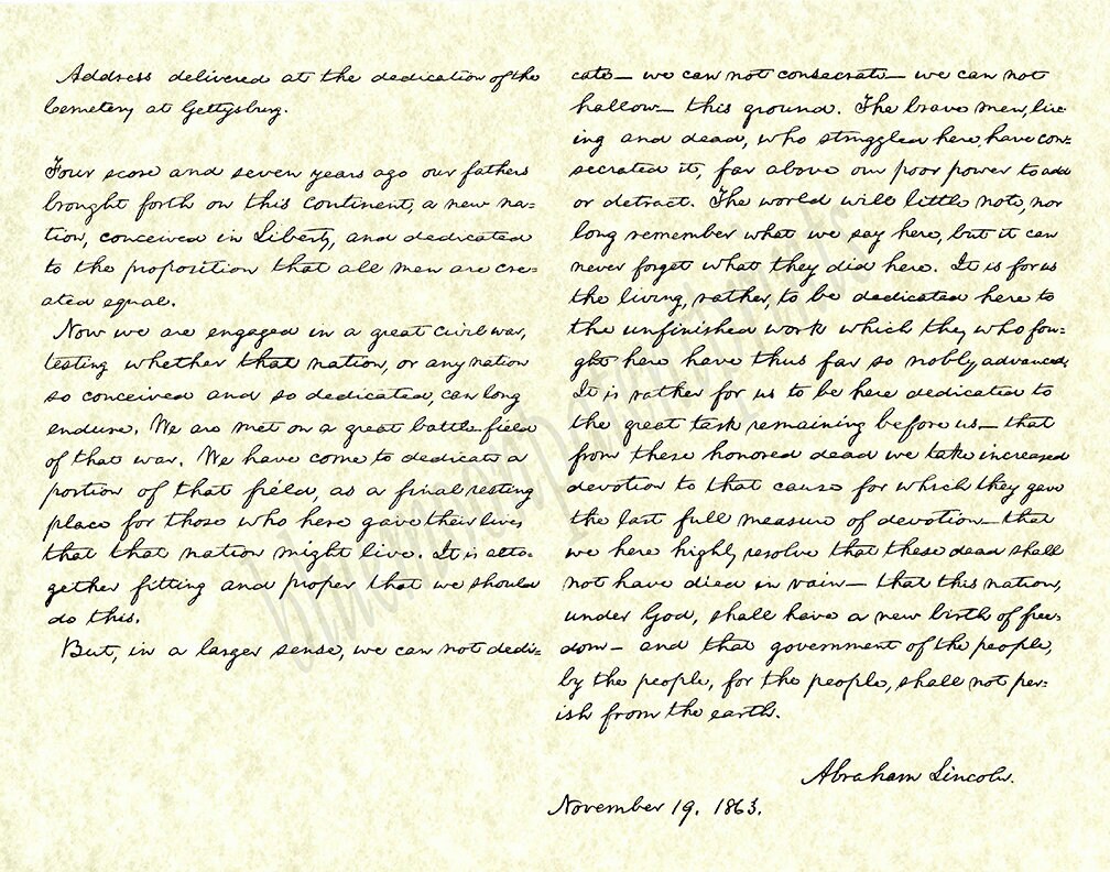 Gettysburg Address Printable Printable Templates