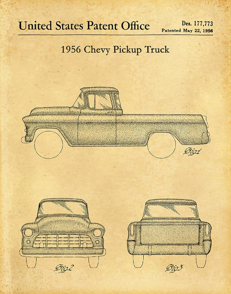 1956 Chevy Pickup Truck Patent Print Chevy Truck Poster 1956 - Etsy