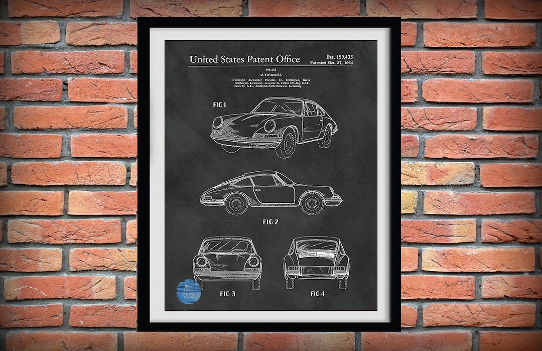 1964 Porsche 911 Patent Print, Porsche 911 Carrera Poster, Porsche