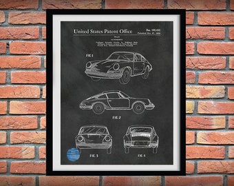 1964 Porsche 911 Patent Print, Porsche 911 Carrera Poster, Porsche 911 Sports Car Blueprint, 1964 Porsche 911 Carrera Art Print