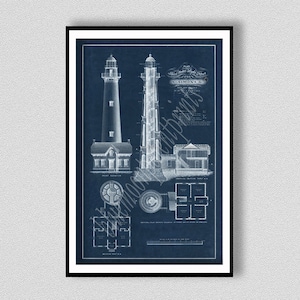 Saint Simons Lighthouse Drawing, St. Simons Lighthouse Poster, Saint Simons Lighthouse Art Print, Nautical Décor, Georgia Lighthouse Art