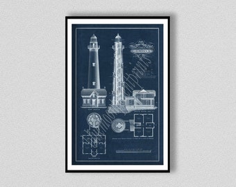 Saint Simons Lighthouse Drawing, St. Simons Lighthouse Poster, Saint Simons Lighthouse Art Print, Nautical Décor, Georgia Lighthouse Art