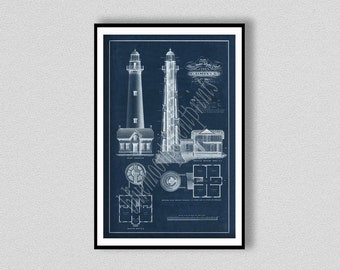 Saint Simons Lighthouse Drawing, St. Simons Lighthouse Poster, Saint Simons Lighthouse Art Print, Nautical Décor, Georgia Lighthouse Art