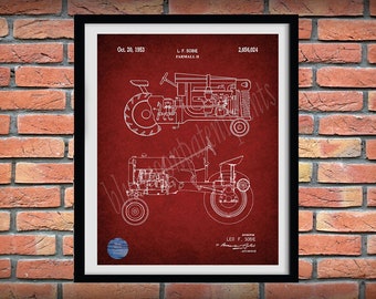 1953 Farmall H Tractor Patent Print - Farmall H Tractor Poster - Farm Equipment Patent - Farmhouse Decor - Farmall Tractor Blueprint