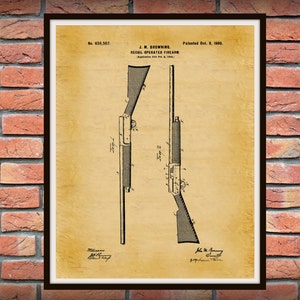 1900 Browning Rifle Patent Print Recoil Operated Firearm Patent Print Browning Rifle Poster NRA Decor Gun Collector Gift Idea image 1