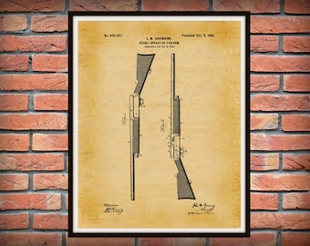 1900 Browning Rifle Patent Print - Recoil Operated Firearm Patent Print - Browning Rifle Poster - NRA Decor - Gun Collector Gift Idea