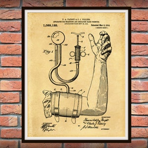 1914 Blood Pressure Cuff Patent Print - Blood Pressure Cuff Poster - BP Cuff - Doctors Office - Medical Wall Art - Nurse Art - EMT Art