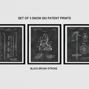 Ski Patent Print Set of 3 - Snow Ski Patent Print, Ski Boot Patent, Ski Pole Patent, Ski Equipment Posters
