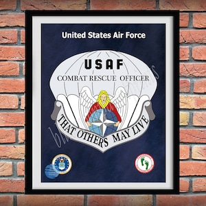 Air Force Cro ParaRescue Angel Print Vers#1, CRO ParaRescue Angel Drawing, Combat Rescue Officer CRO, That Others May Live Motto, USAF Decor