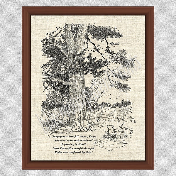 Winnie the Pooh Print, Supposing a Tree Fell Down Quote, Pooh and Piglet Poster, Inspirational Quote, WP#015, Positive Thinking Pooh Quote