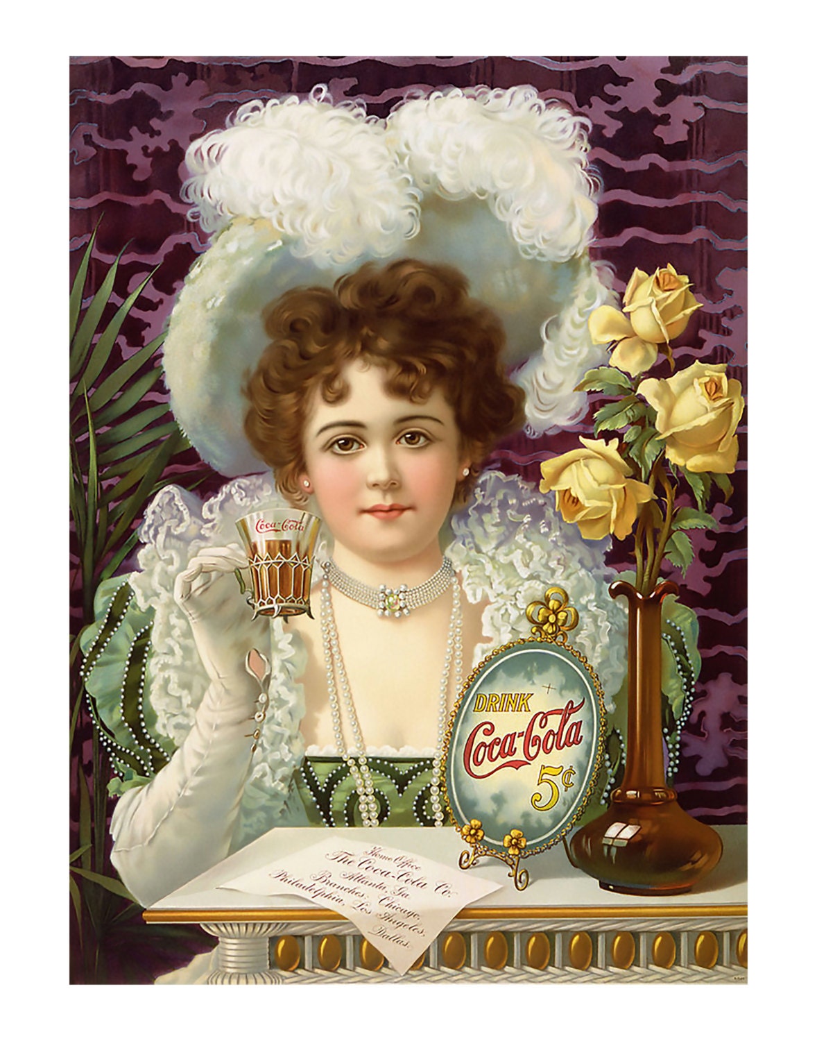 Vintage Coca-cola 5 Cents Advertisement Canvas Art Poster Reproduction Print