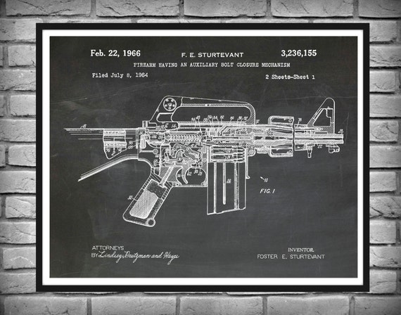 1966 M-16 Rifle Patent Print AR15 Blueprint Vers 2 AR-15 - Etsy