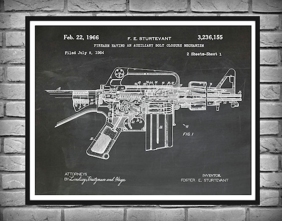 1966年 M-16ライフル特許印刷物、AR15設計図版第2版 - AR-15