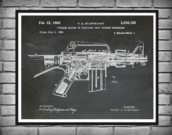 1966 M-16 Rifle Patent Print AR15 Blueprint Vers 2 AR-15 - Etsy