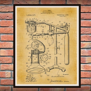 1919 Anesthetic Machine Patent Print, Anesthetic Machine Poster, Anesthesia Machine Patent, Hospital Decor, medical decor