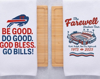 Bills Football Kitchen Towel-Dish Towel-Farewell Stadium Tour-Be Good Do Good God Bless Go Bills-Buffalo Bills Mafia Waffle-Microfiber Towel