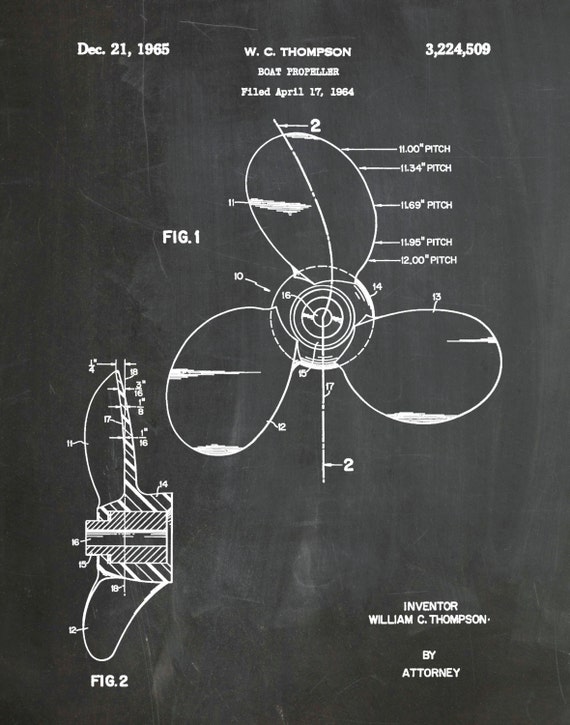 PH206 #m Boat Propeller Patent Print- 1965 Poster Wall art Illustration Print Art Home Decor Gift Vintage Patent patent collection