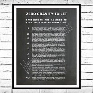 Zero Gravity Toilettendruck, 2001 Space Odyssey Zero Gravy Toilettenanweisungen Poster, Toilettenwandkunst, Badezimmerdekor, Badezimmerposter