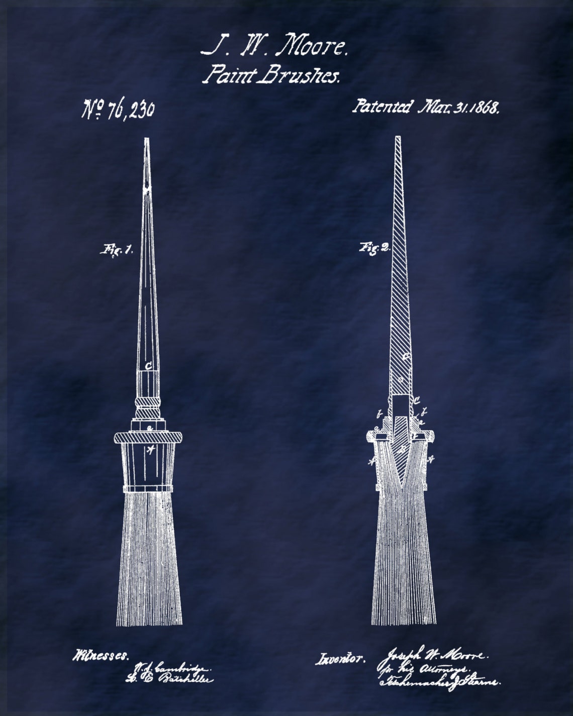 Patent 1868 Paint Brushes Art Print Designed by Joseph Moore Etsy
