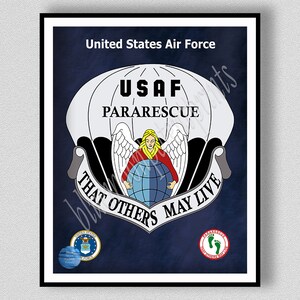 Air Force ParaRescue Angel Print Vers#2, USAF ParaRescue Angel Drawing, That Others May Live Motto, USAF Decor Air Force Pararescue Wall Art