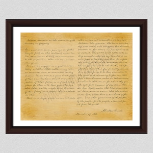 Gettysburg Address Art Print - Historical Abraham Lincoln Gettysburg Address Document Poster - Historical American Document -