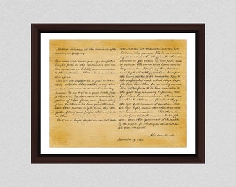 Gettysburg Address Art Print - Historical Abraham Lincoln Gettysburg Address Document Poster - Historical American Document -