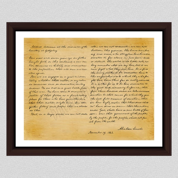 Gettysburg Address Art Print - Historical Abraham Lincoln Gettysburg Address Document Poster - Historical American Document -