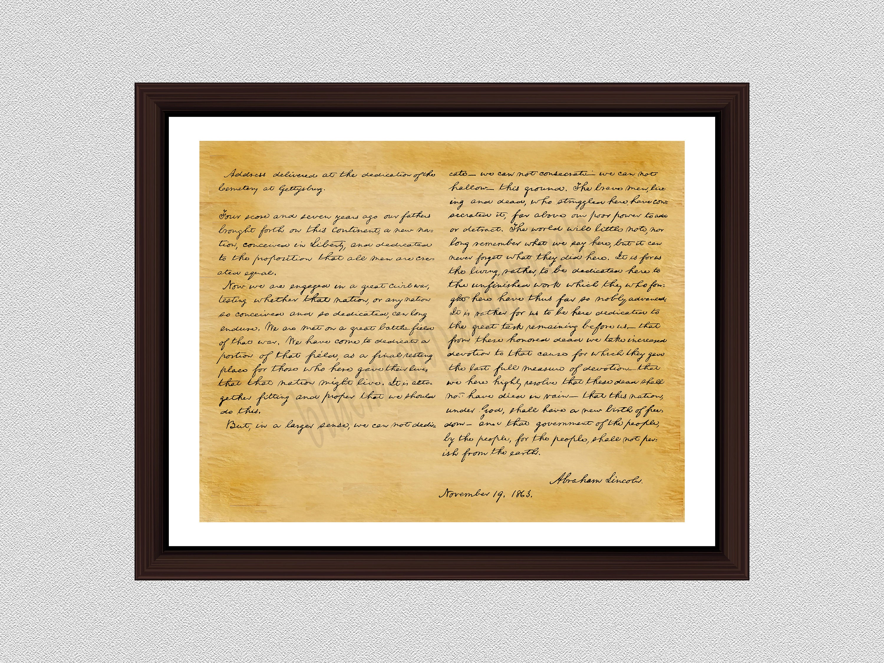 Gettysburg address art print historical abraham lincoln gettysburg 