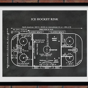 Ice Hockey Rink Diagram Vers #2 - Hockey Art Print - Hockey Player Decor - Hockey Poster - Hockey Gift - Hockey Patent