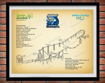 Alpengeist Roller Coaster Drawing, Busch Gardens Roller Coaster, Alpengeist Roller Coaster Blueprint, Alpengeist Roller Coaster Poster