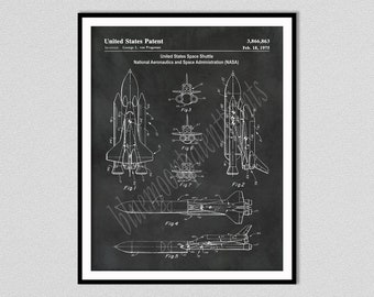 1975 NASA Space Shuttle Patent Print - Space Shuttle Blueprint - Astronaut Decor -  United States NASA Space Program Art Print