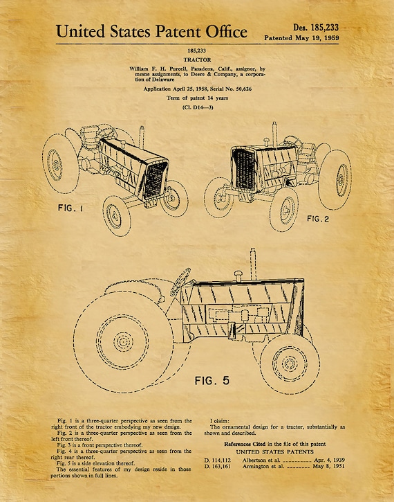 McCormick Tractor Poster Farmhouse Decor 1939 John Deere Tractor Patent Print