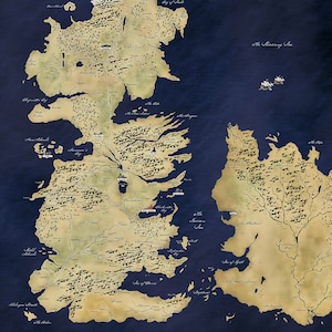 Carte de Game of Thrones, carte de Westeros, carte de Winterfell, carte GOT, carte de Westeros et Essos, art mural Game of Thrones, décoration Game of Thrones image 8