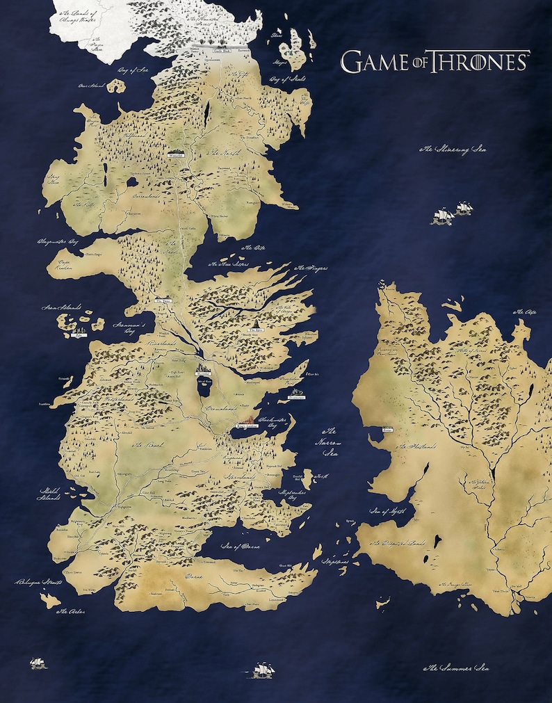 Carte de Game of Thrones, carte de Westeros, carte de Winterfell, carte GOT, carte de Westeros et Essos, art mural Game of Thrones, décoration Game of Thrones image 8
