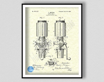 1900 Coffee Mill Patent Print, Arcade Crystal Coffee Grinder Poster, Kitchen Decor, Restaurant Wall Art, Coffee Shop Wall Art, Diner Decor